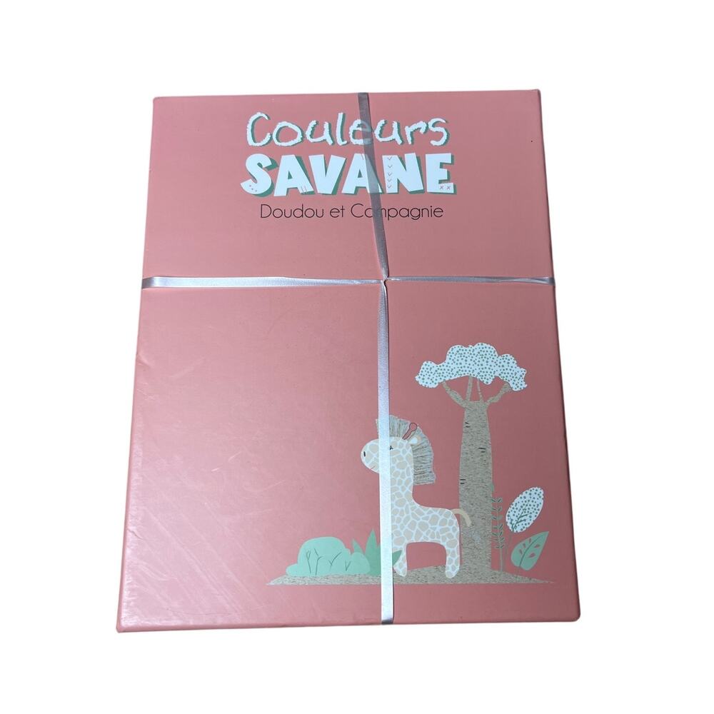 NIB Doudou et Compagnie Paris Couleurs Savane Giraffe Baby Blanket Lovey Knotted